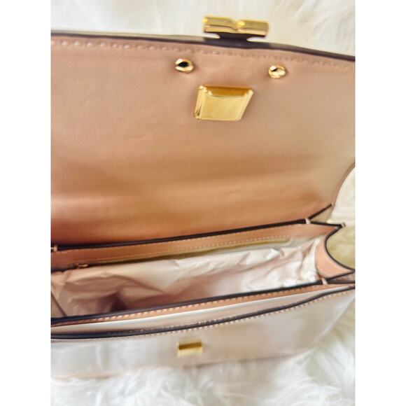 LIMITED SALE $548 Tory Burch Britten Patent Nude Pink Med Shoulder Crossbody Bag - Picture 7 of 8